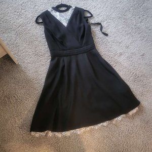 Lily Brown Japanese lace spliced sleeveless dress with  bow tie neck belt